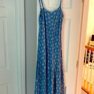 Adjustable strap, cornflower blue maxi dress